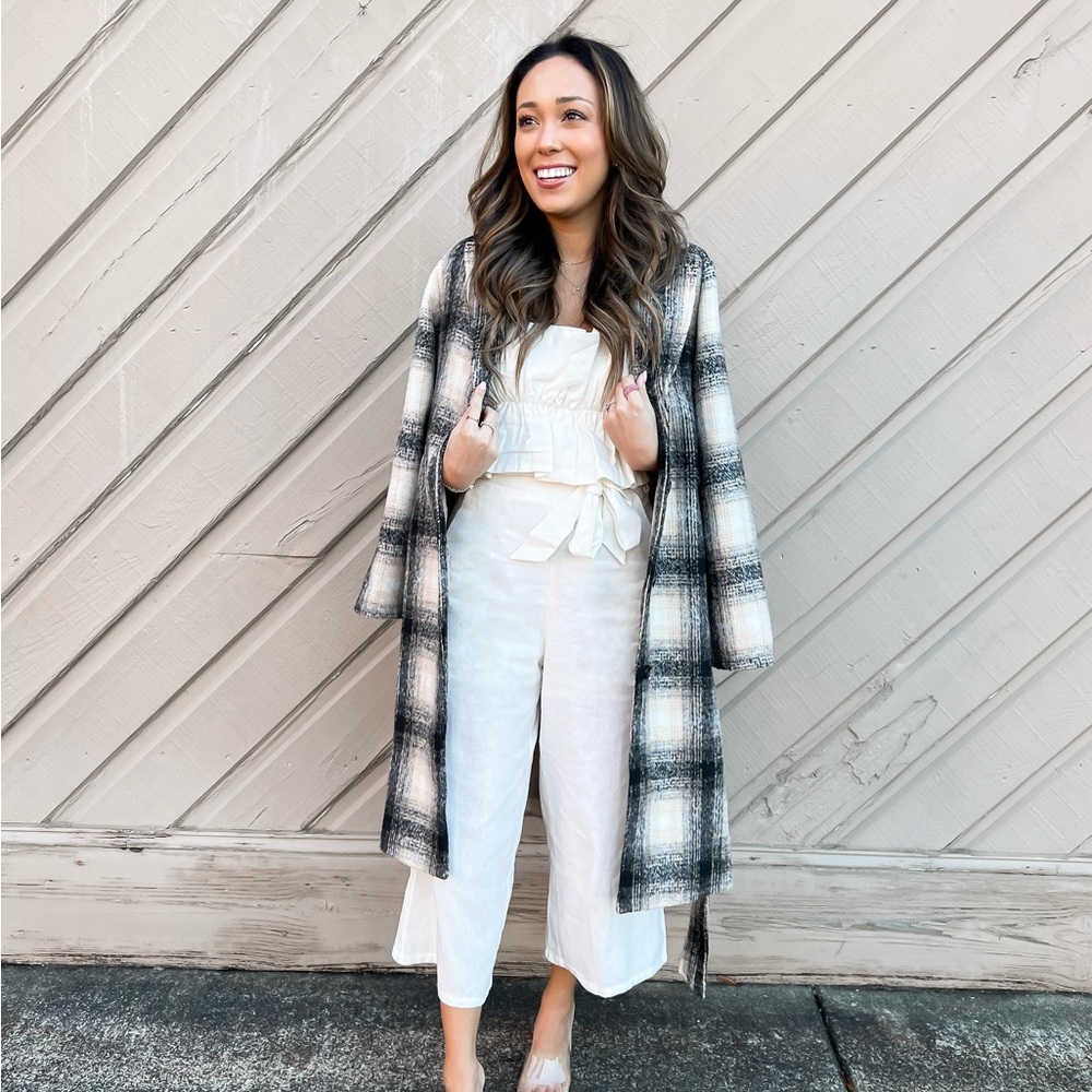 Red dress boutique plaid coat